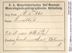 Etiketten zu Skutterudit ("Smaltit") (NHMW-MIN-Ai861)